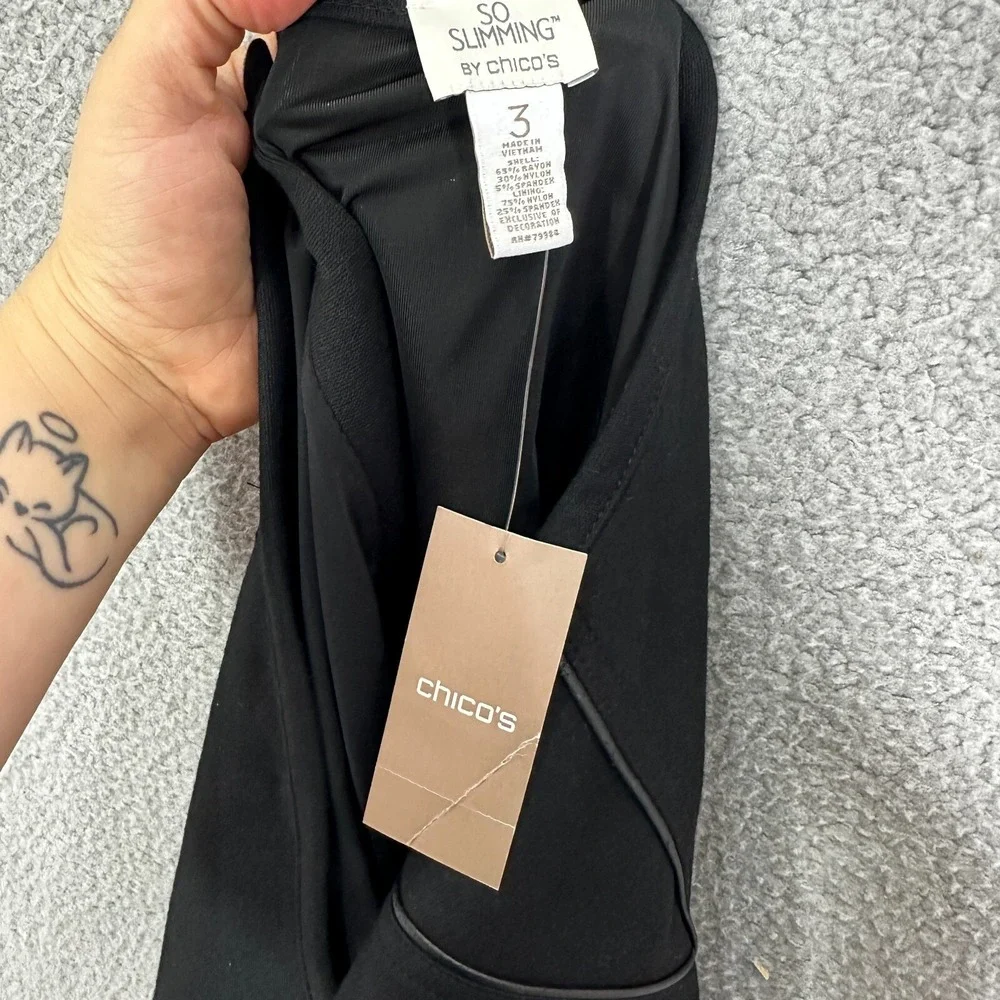 Chico's So Slimming Skirt 3 Black Pencil Midi Office Siren Career Chic Minimal‎